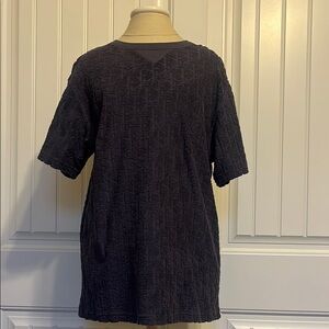 Dior Oblique Relaxed-Fit T-Shirt Men’s Small-Navy Blue Terry Cotton Jacquard